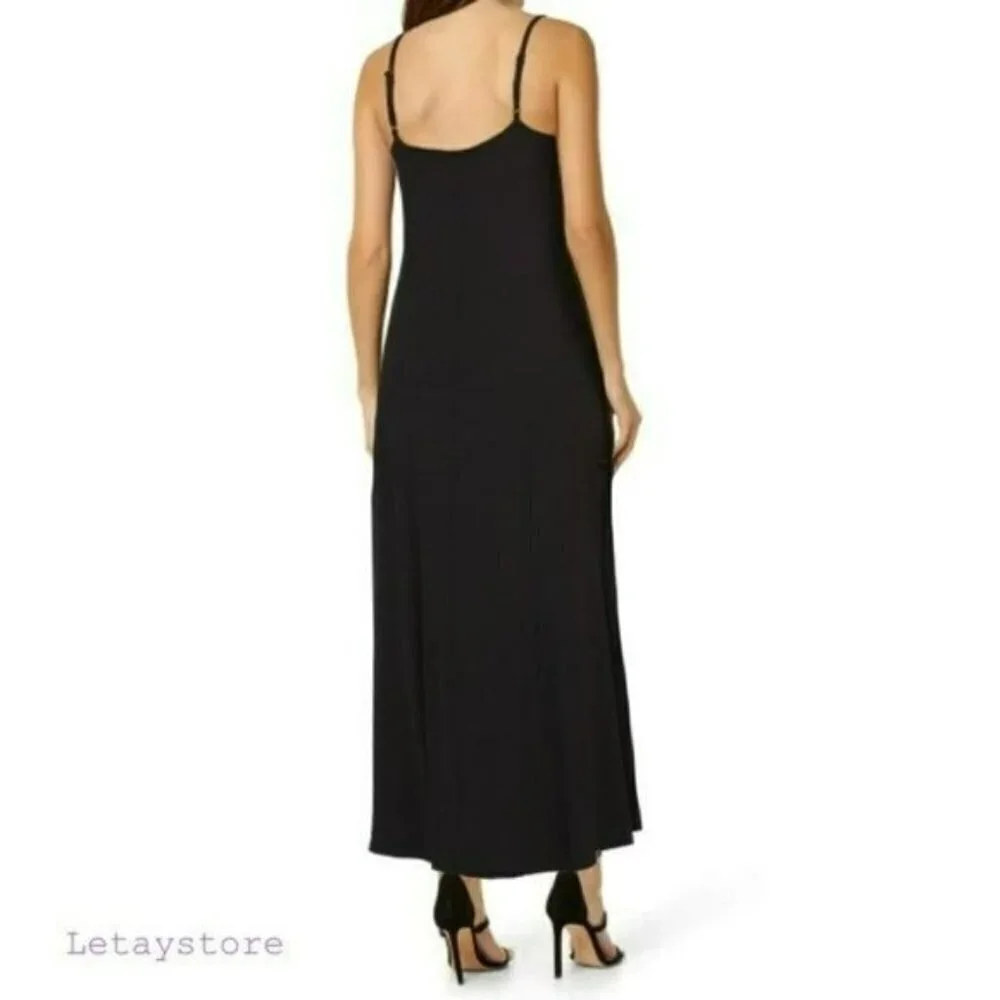 NWT Nicole Miller High Low Hem Lightweight Spaghetti Straps Maxi Dress - Picture 2 of 8